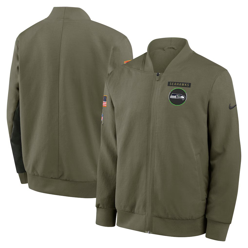 Seahawks 2025 Salute to Service Full-Zip Bomber Jacket